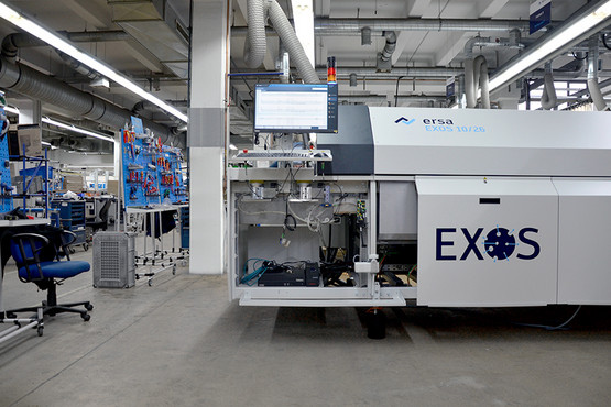 Everything ready in the test bay for customer acceptance of the EXOS 10/26 reflow soldering system